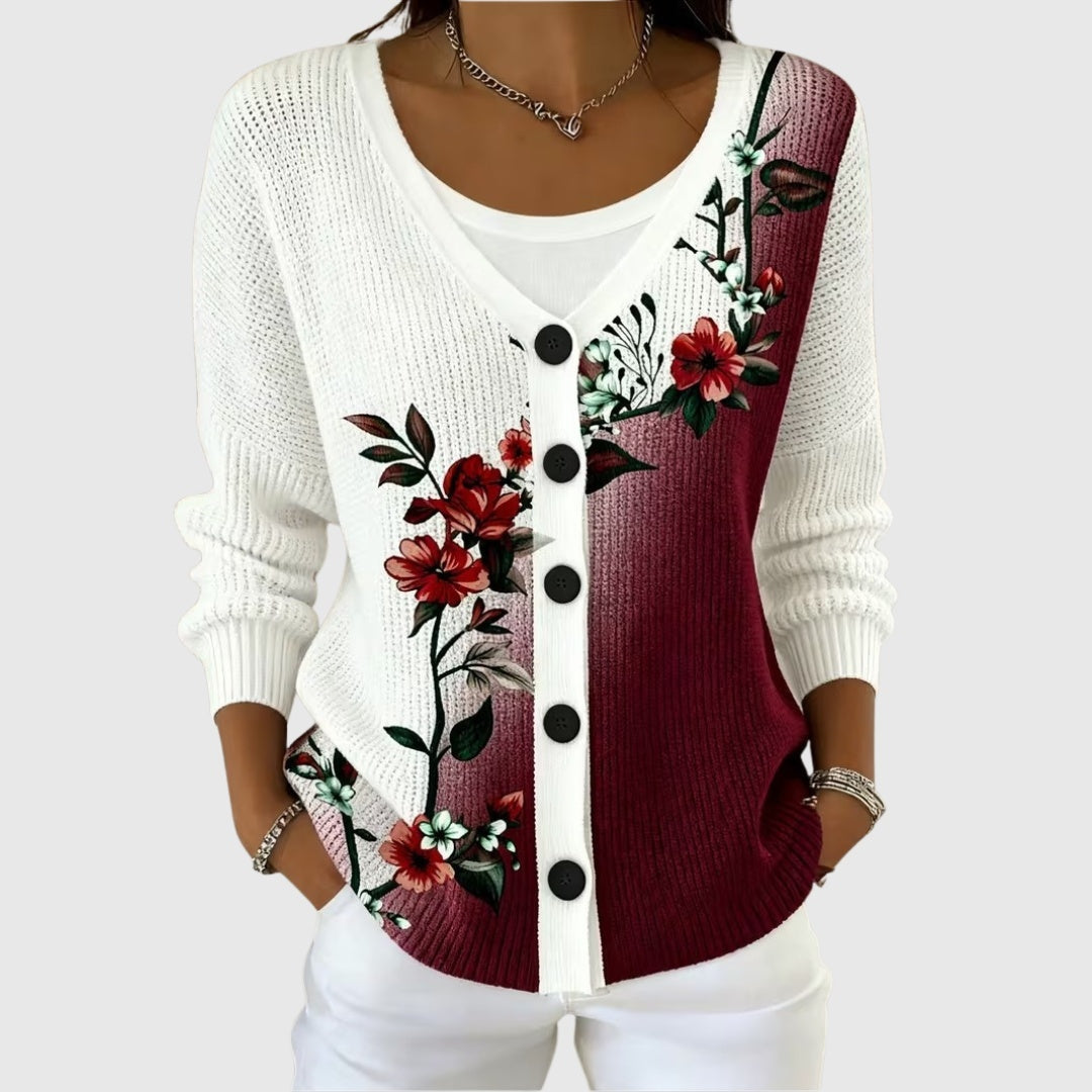 Ludovica | Cardigan Lungo Donna a Righe con Bottoni Scollatura V