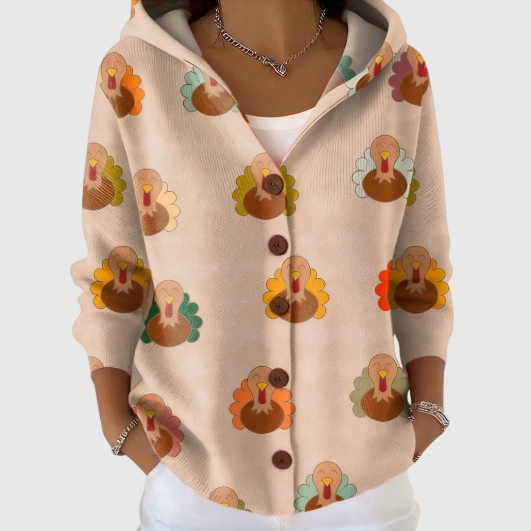 Ludovica | Cardigan Lungo Donna a Righe con Bottoni Scollatura V