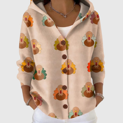 Ludovica | Cardigan Lungo Donna a Righe con Bottoni Scollatura V