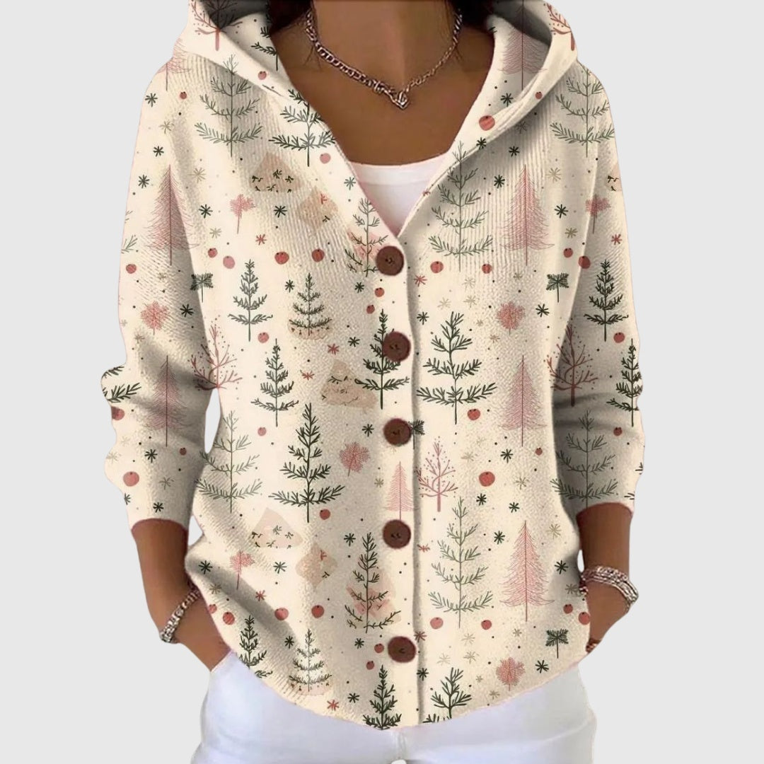 Ludovica | Cardigan Lungo Donna a Righe con Bottoni Scollatura V