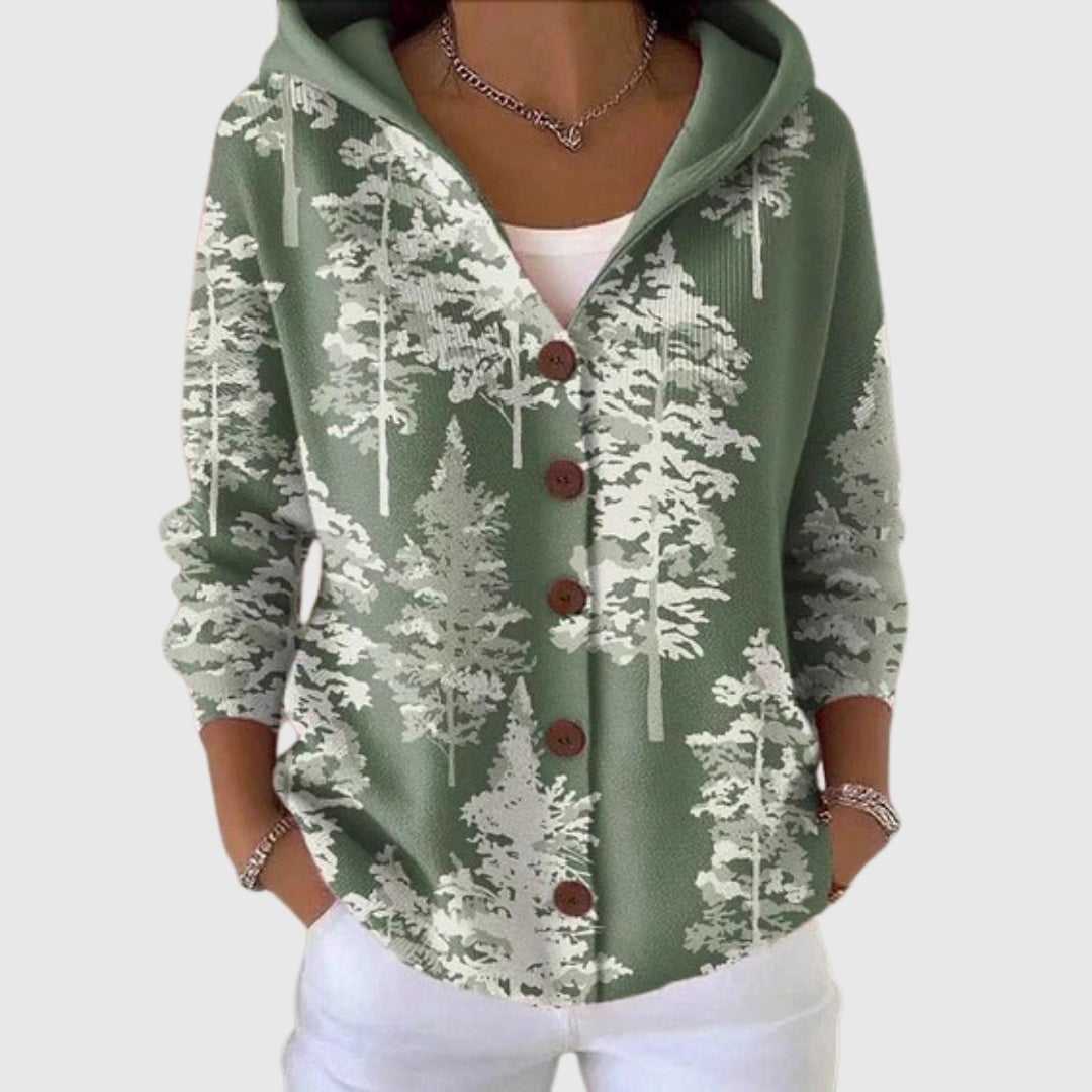Ludovica | Cardigan Lungo Donna a Righe con Bottoni Scollatura V