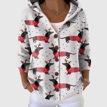 Ludovica | Cardigan Lungo Donna a Righe con Bottoni Scollatura V