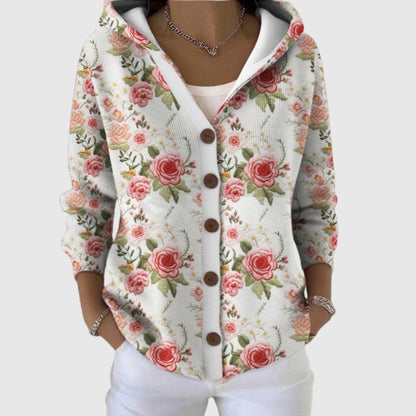 Ludovica | Cardigan Lungo Donna a Righe con Bottoni Scollatura V