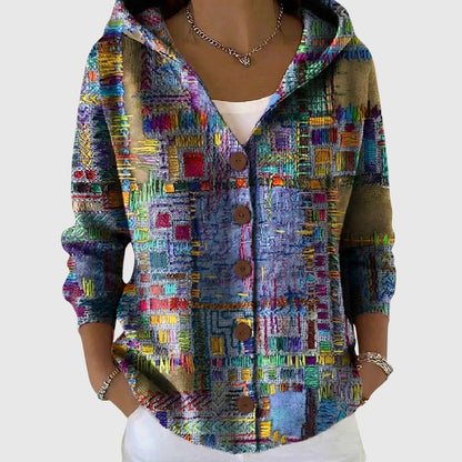 Ludovica | Cardigan Lungo Donna a Righe con Bottoni Scollatura V