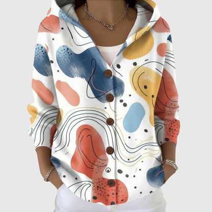 Ludovica | Cardigan Lungo Donna a Righe con Bottoni Scollatura V