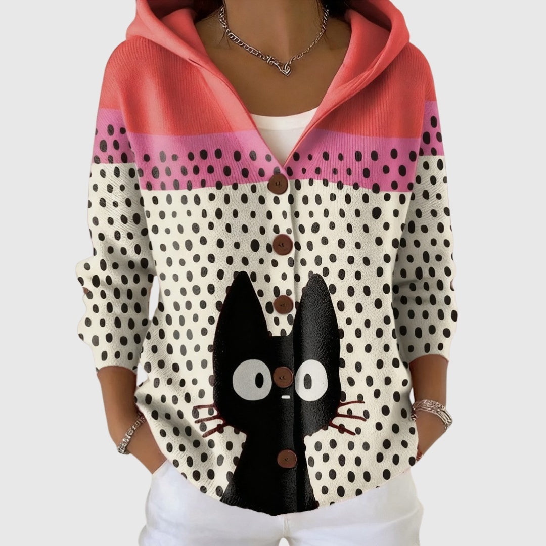 Ludovica | Cardigan Lungo Donna a Righe con Bottoni Scollatura V