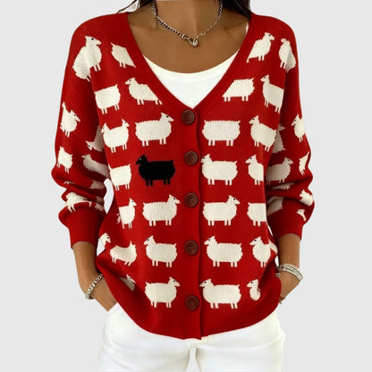 Ludovica | Cardigan Lungo Donna a Righe con Bottoni Scollatura V