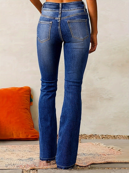 Ludovica | Jeans Bootcut a Vita Alta Donna Doppio Bottone