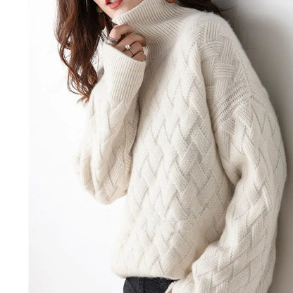 Ludovica | Maglione Dolcevita Donna Oversize Trecce Invernale