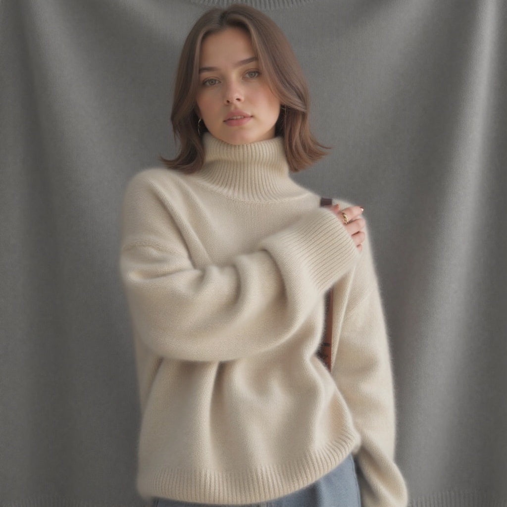 Maglione Dolcevita Oversize in Cashmere Donna Collo Alto