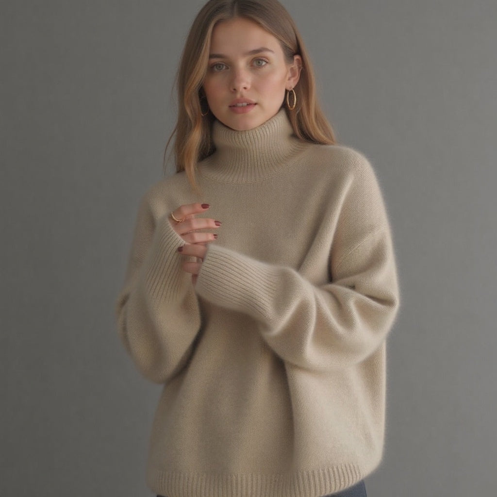 Maglione Dolcevita Oversize in Cashmere Donna Collo Alto