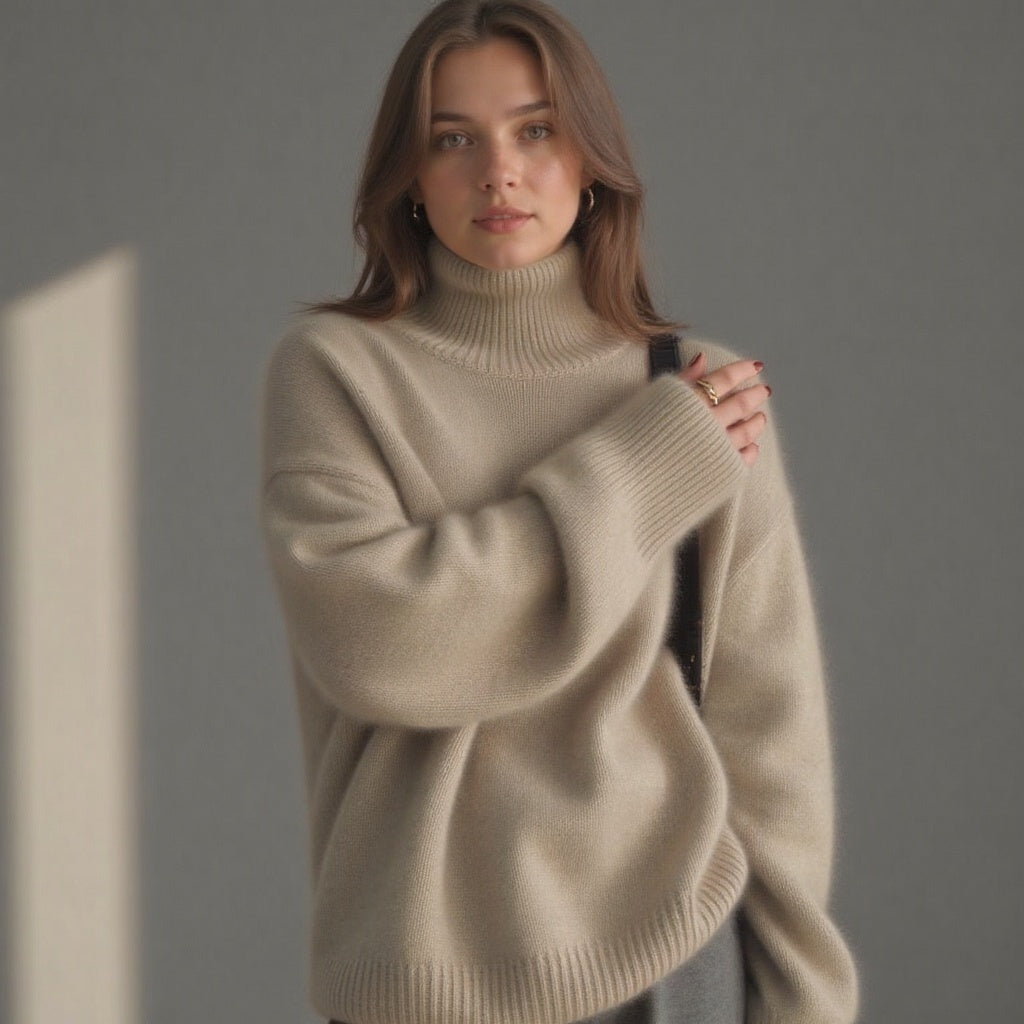 Maglione Dolcevita Oversize in Cashmere Donna Collo Alto