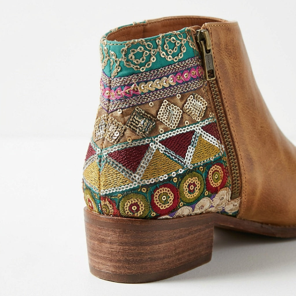 Manuela | Tronchetti Scarpe Donna Stivaletti Bassi Ricamati