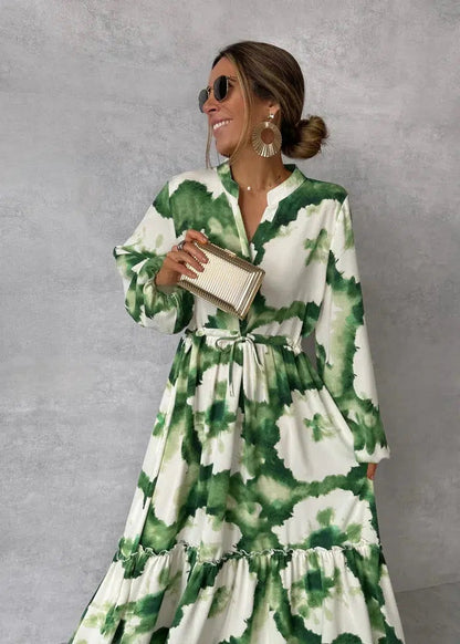 Manuela | Vestito Lungo Maniche Lunghe Donna Stampa Fantasia