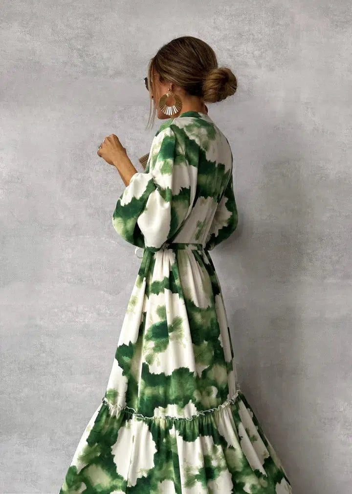 Manuela | Vestito Lungo Maniche Lunghe Donna Stampa Fantasia