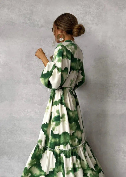 Manuela | Vestito Lungo Maniche Lunghe Donna Stampa Fantasia