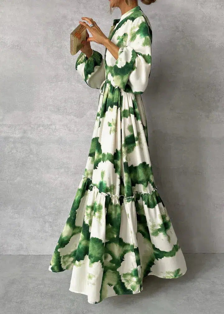 Manuela | Vestito Lungo Maniche Lunghe Donna Stampa Fantasia