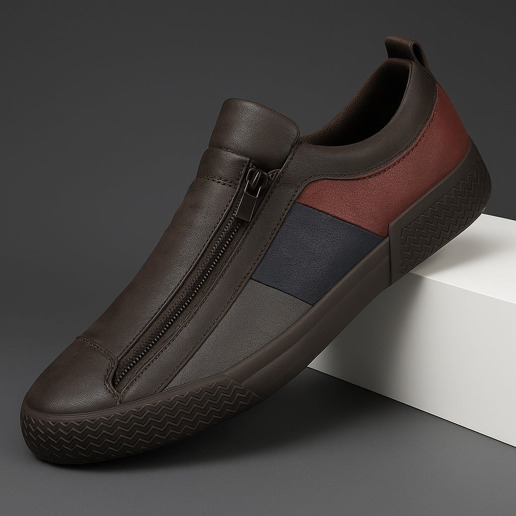 Marco | Sneakers in Pelle Uomo con Cerniera Senza Lacci