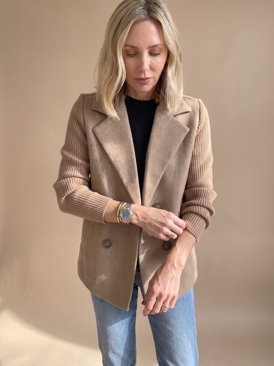Marta | Blazer Oversize Donna Doppiopetto Maniche a Coste
