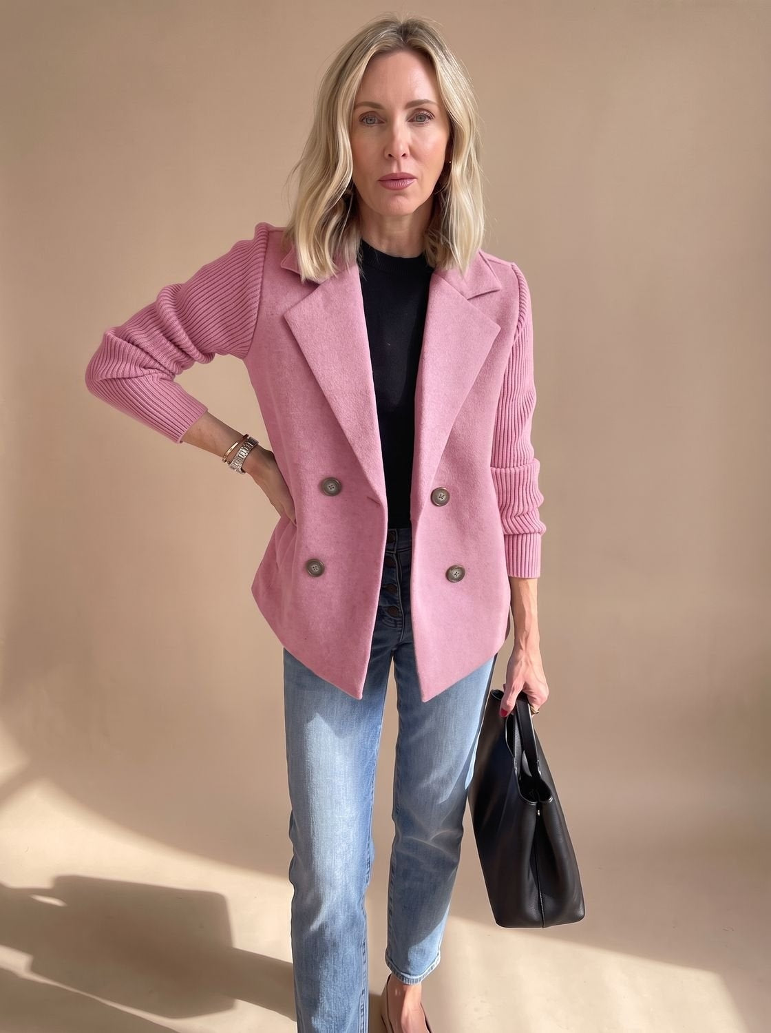 Marta | Blazer Oversize Donna Doppiopetto Maniche a Coste