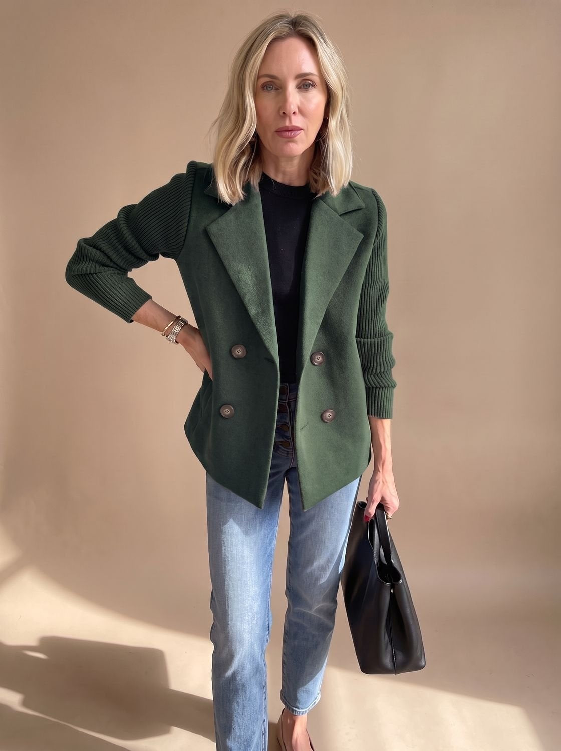 Marta | Blazer Oversize Donna Doppiopetto Maniche a Coste