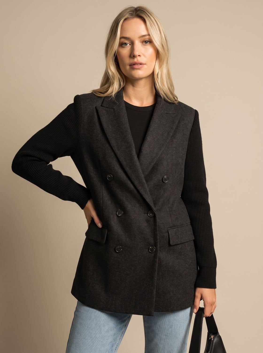 Marta | Blazer Oversize Donna Doppiopetto Maniche a Coste