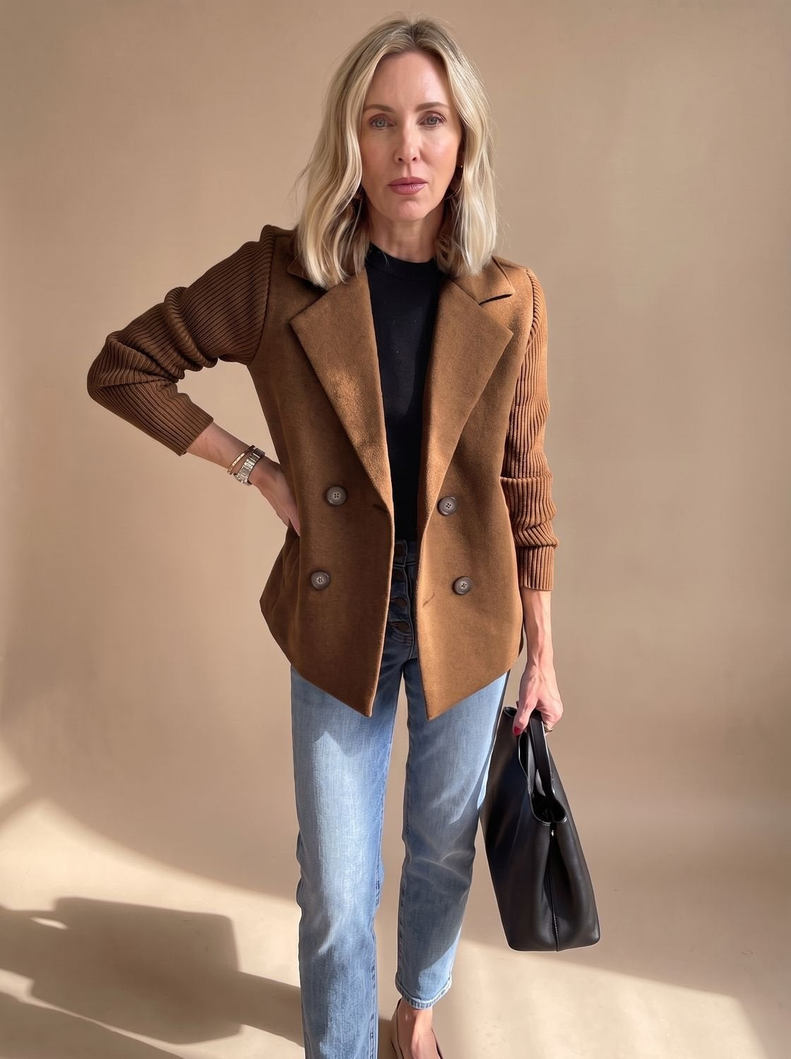 Marta | Blazer Oversize Donna Doppiopetto Maniche a Coste