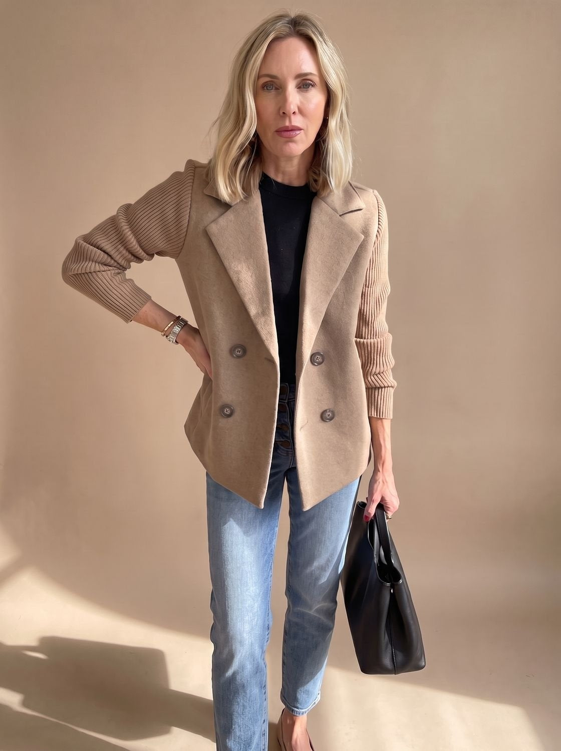Marta | Blazer Oversize Donna Doppiopetto Maniche a Coste