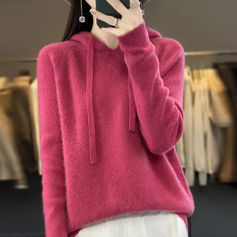 Marta | Felpa con Cappuccio Donna in Lana Merino Oversize