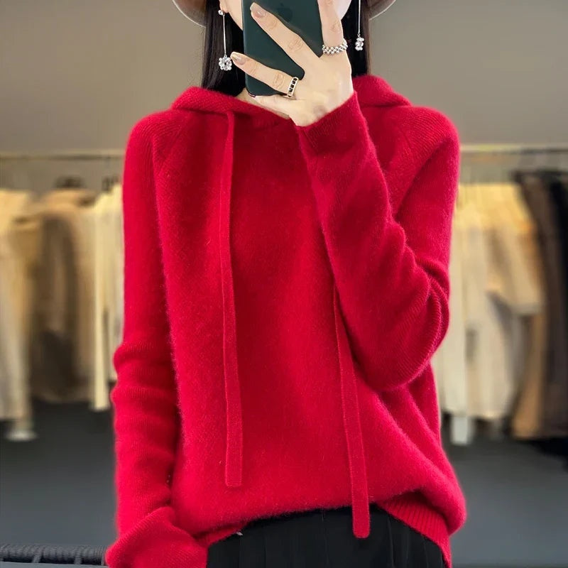Marta | Felpa con Cappuccio Donna in Lana Merino Oversize