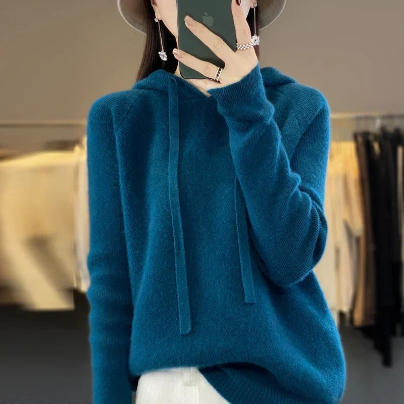 Marta | Felpa con Cappuccio Donna in Lana Merino Oversize