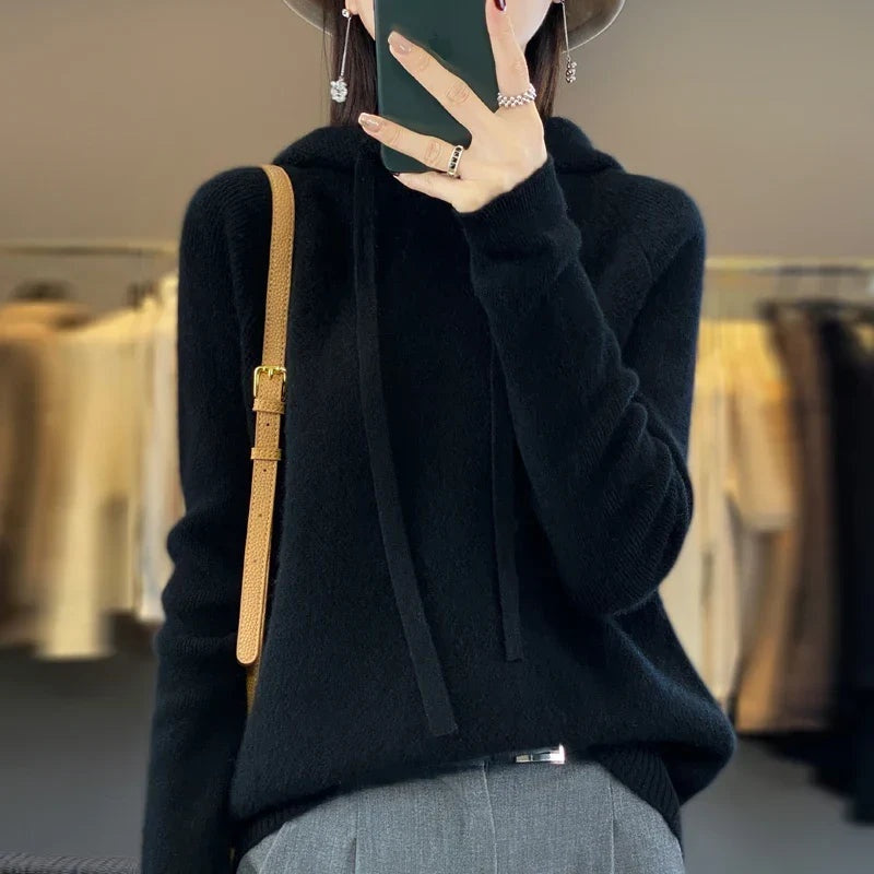 Marta | Felpa con Cappuccio Donna in Lana Merino Oversize