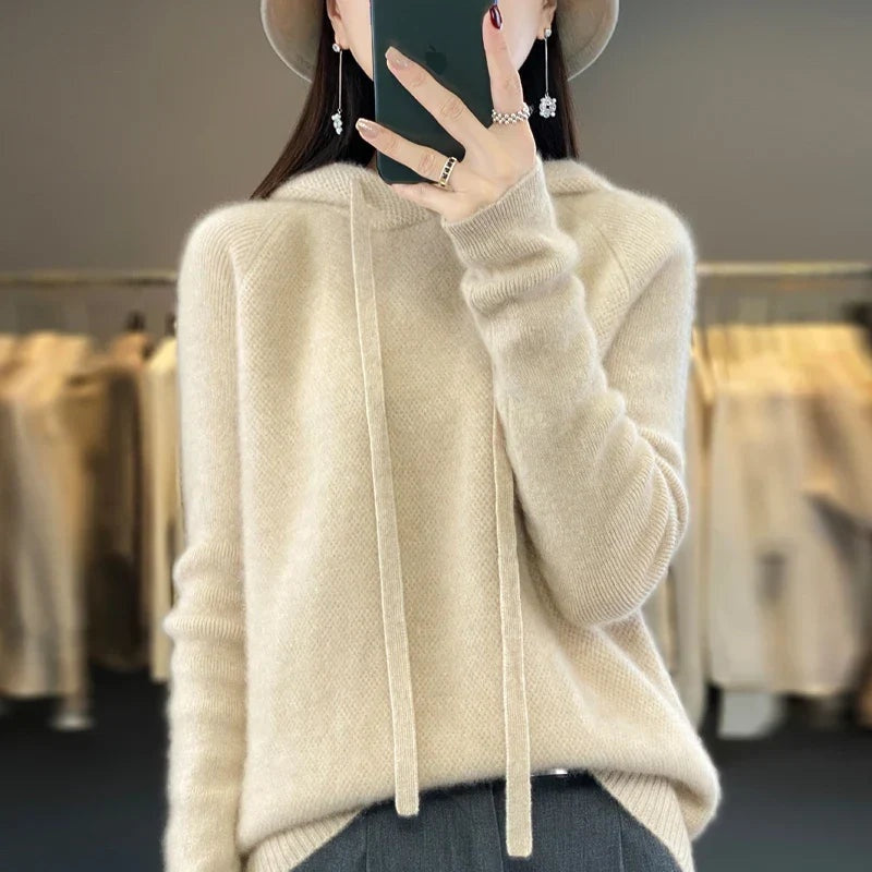 Marta | Felpa con Cappuccio Donna in Lana Merino Oversize