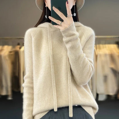 Marta | Felpa con Cappuccio Donna in Lana Merino Oversize