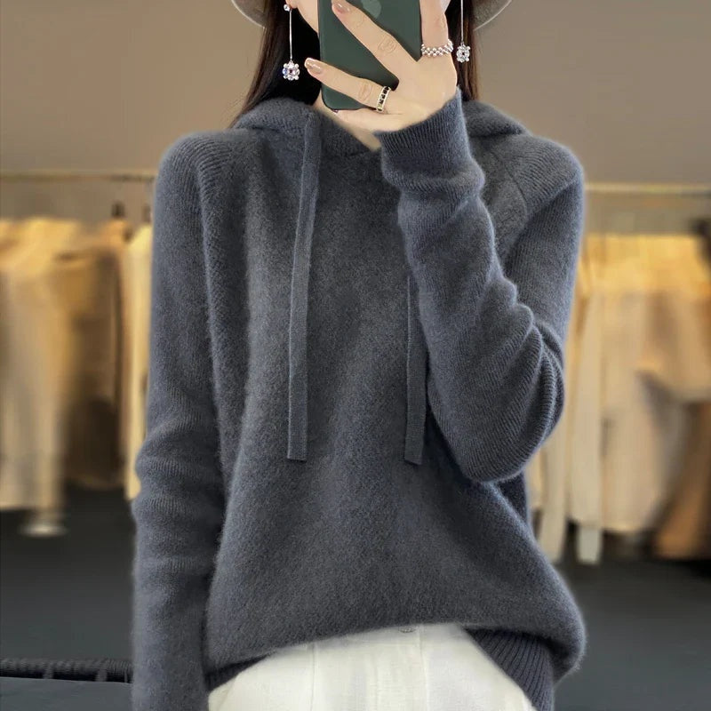Marta | Felpa con Cappuccio Donna in Lana Merino Oversize