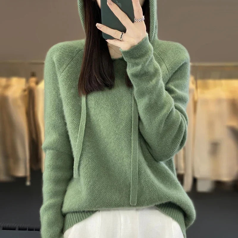 Marta | Felpa con Cappuccio Donna in Lana Merino Oversize