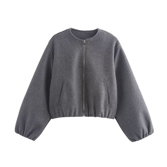 Marta | Giacca Bomber Cropped Donna Maniche a Palloncino