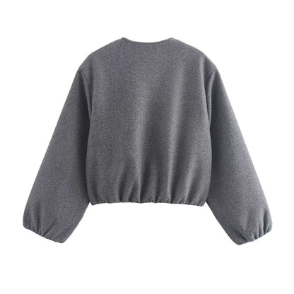 Marta | Giacca Bomber Cropped Donna Maniche a Palloncino
