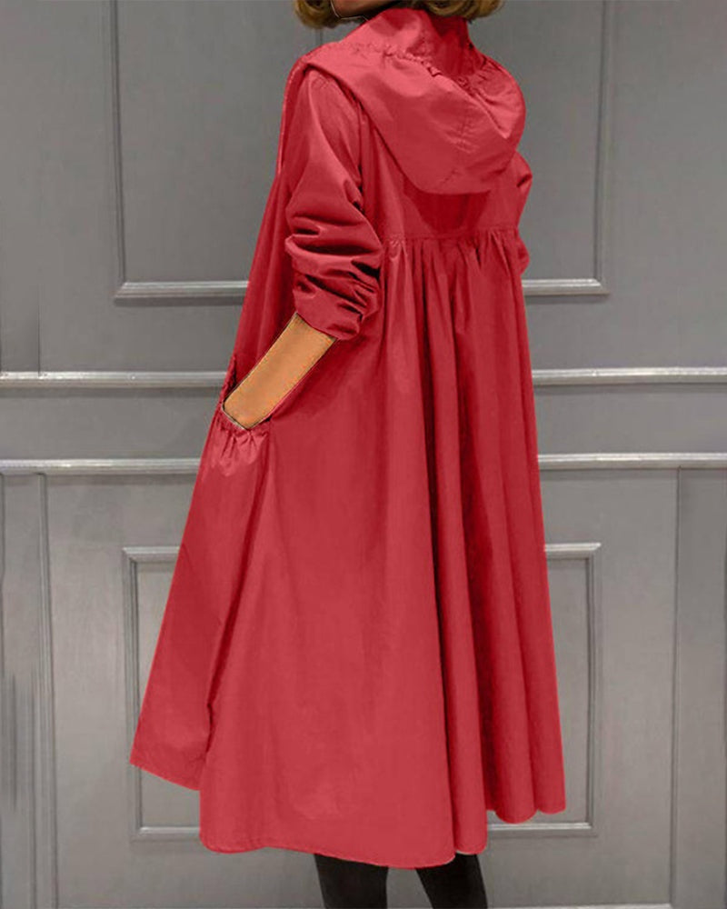 Marta | Impermeabile Donna Lungo con Cappuccio Zip