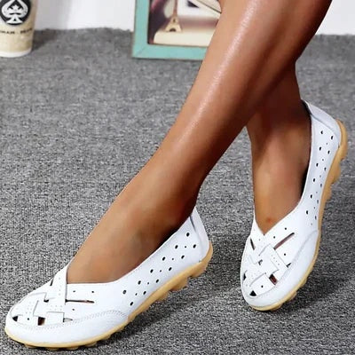Marta | Mocassini in Pelle Donna Intrecciati Slip-On Piatti