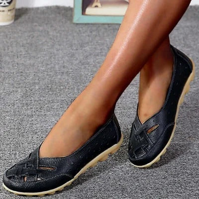 Marta | Mocassini in Pelle Donna Intrecciati Slip-On Piatti