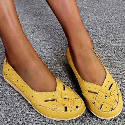 Marta | Mocassini in Pelle Donna Intrecciati Slip-On Piatti