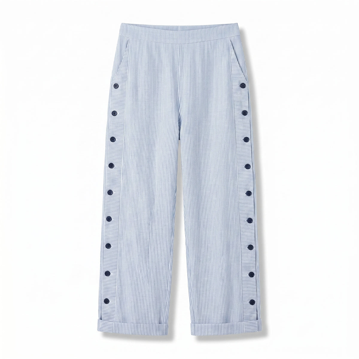Marta | Pantaloni Cropped Donna a Righe con Dettaglio Bottoni