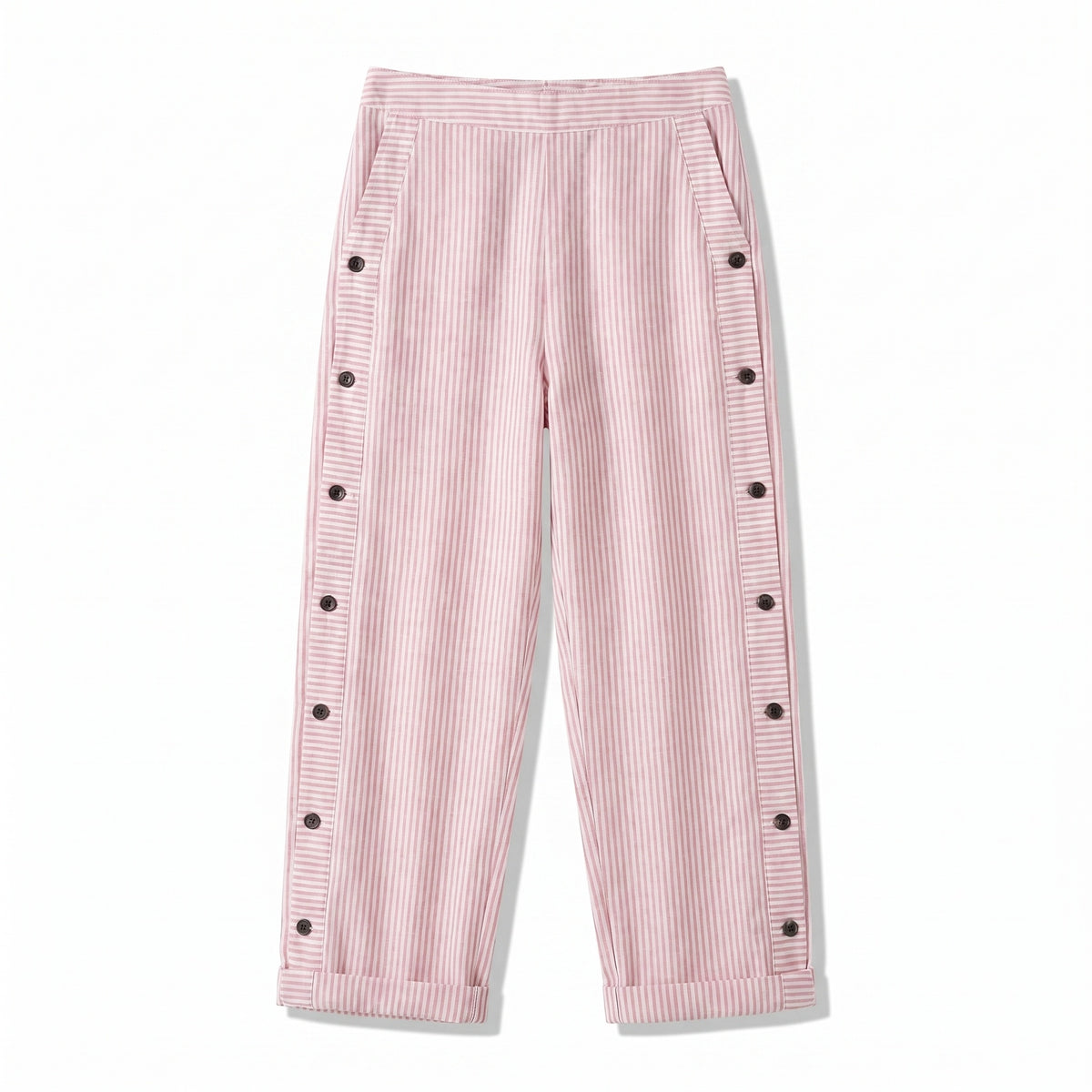 Marta | Pantaloni Cropped Donna a Righe con Dettaglio Bottoni