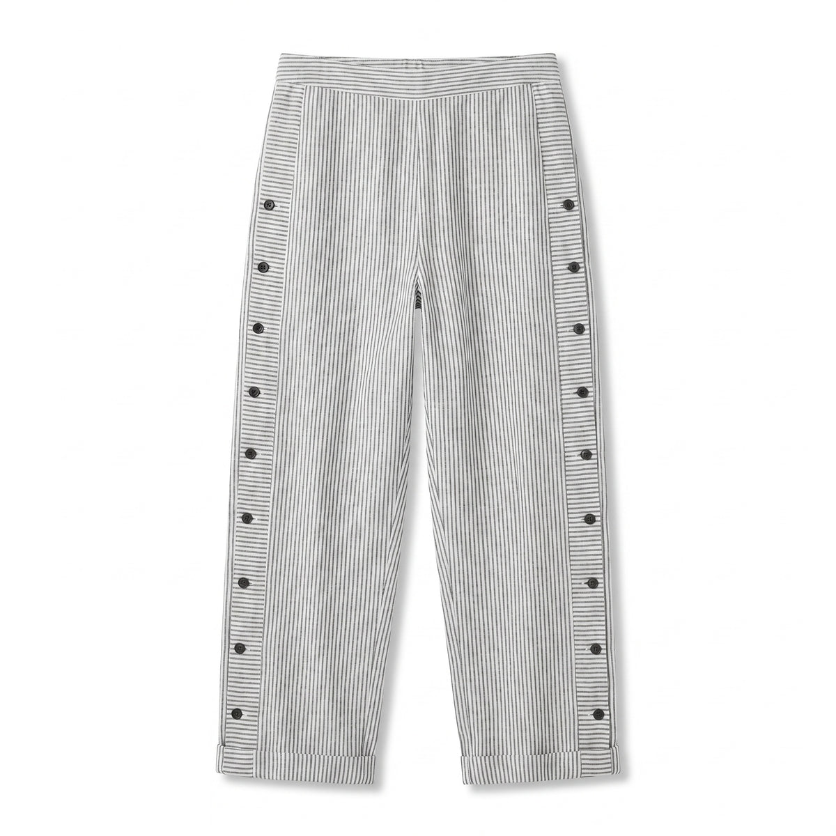 Marta | Pantaloni Cropped Donna a Righe con Dettaglio Bottoni