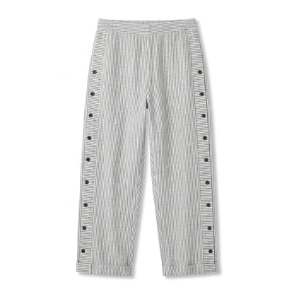Marta | Pantaloni Cropped Donna a Righe con Dettaglio Bottoni
