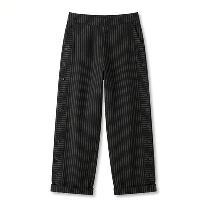 Marta | Pantaloni Cropped Donna a Righe con Dettaglio Bottoni