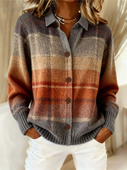 Martina | Cardigan a Quadri in Maglia Donna Bottoni Maglioni Particolari