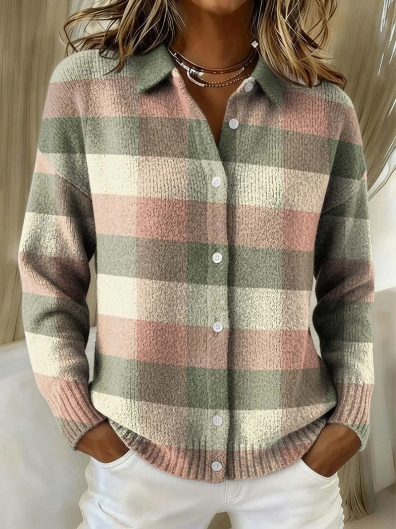 Martina | Cardigan a Quadri in Maglia Donna Bottoni Maglioni Particolari