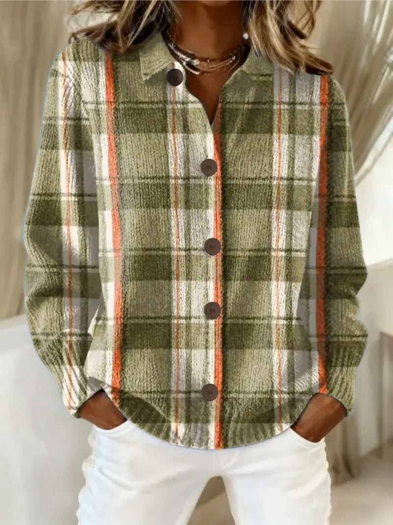 Martina | Cardigan a Quadri in Maglia Donna Bottoni Maglioni Particolari